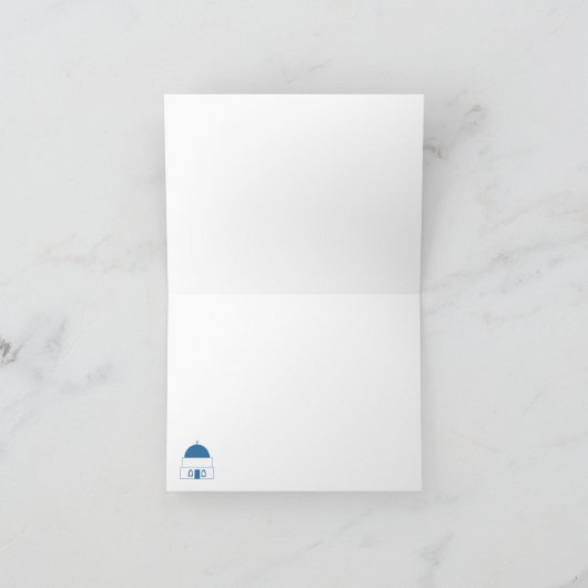 Carte Aquarelle bleue et blanche Santorin Grèce (Intérieur)