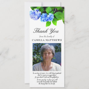 Carte Aquarelle bleue Florale Photo Merci de deuil