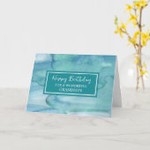 Carte Aquarelle bleue Grandson Anniversaire (Fleur jaune)