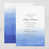 Carte Aquarelle bleue Peinture Sainte Communion Invitati (Devant / Derrière)