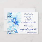 Carte Aquarelle bleue Plage Florale Vagues Bridesmaid (Devant)