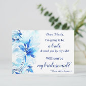 Carte Aquarelle bleue Plage Florale Vagues Bridesmaid (Debout devant)