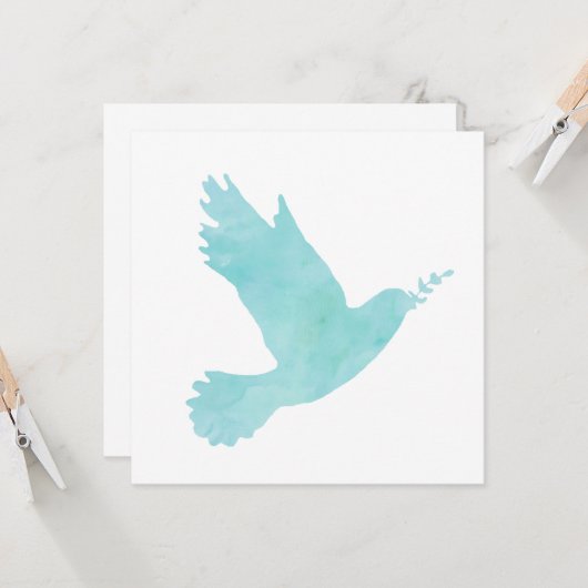 Carte Aquarelle Blue Dove (Devant/Arrière en situation)