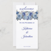 Carte Aquarelle Blue Flower Bouquet-Wedding Programme- (Devant)