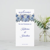 Carte Aquarelle Blue Flower Bouquet-Wedding Programme- (Debout devant)