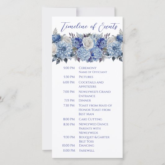 Carte Aquarelle Blue Flower Bouquet-Wedding Programme- (Dos)