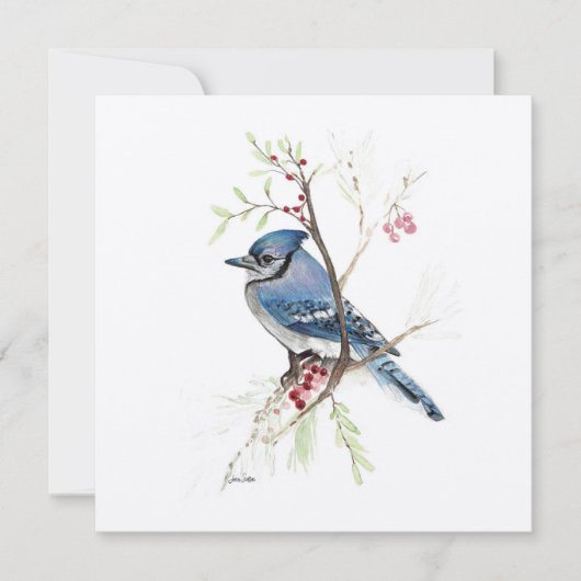 Carte Aquarelle Blue Jay Bird (Devant)