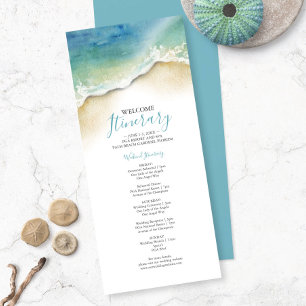 Carte Aquarelle Blue Ocean Waves Mariage Itinéraire