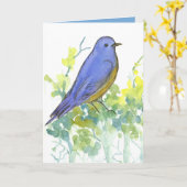 Carte Aquarelle Bluebird Sagebrush Joyeux anniversaire (Fleur jaune)