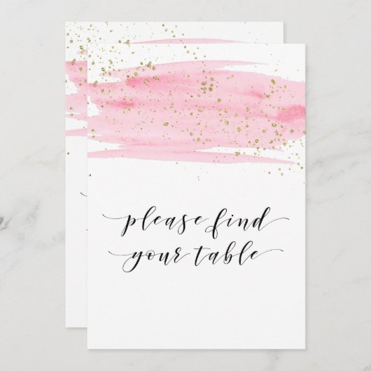 Carte Aquarelle Blush Gold S'Il Vous Plaît Trouver Votre (Devant / Derrière)