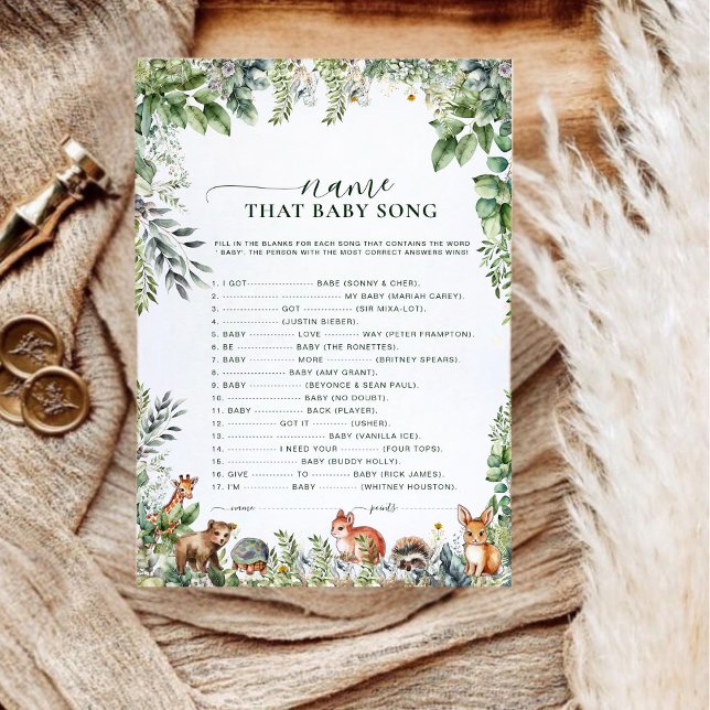 Carte Aquarelle Bois Animaux Nommez Cette Chanson Pour B (Créateur téléchargé)