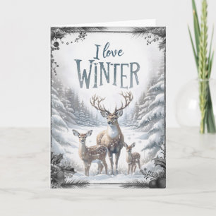 Carte Aquarelle Bois Cerf d'hiver