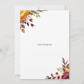 Carte Aquarelle Bon thanksgiving Fleurs d'automne (Dos)