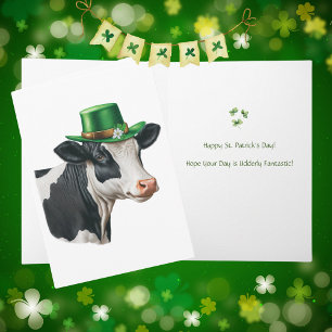 Carte Aquarelle Bonne St. Patrick's Day Funny Cow