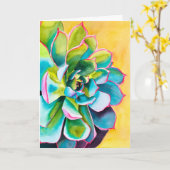 Carte Aquarelle botanique succulent (Fleur jaune)