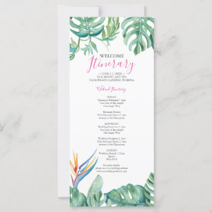 Carte Aquarelle Botanique Tropical Itinéraire Mariage