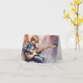 Carte Aquarelle Boy Bass Illustration Blank (Fleur jaune)