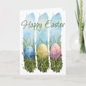 Carte Aquarelle Brosse Oeuf de Pâques (Devant)