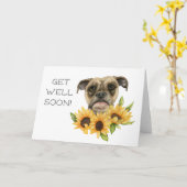 Carte Aquarelle Bulldog Sunflower | Allez-y bientôt (Fleur jaune)