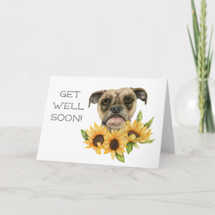 Carte Aquarelle Bulldog Sunflower Allez-y bientôt