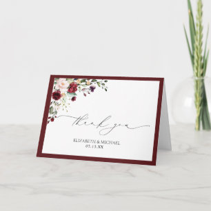 Carte Aquarelle Burgundy Blush Merci photo floral