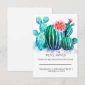 Carte aquarelle Cactus déménagement (Devant / Derrière)