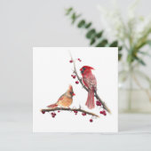 Carte Aquarelle Cardinal Pair (Debout devant)