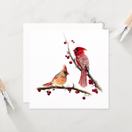 Carte Aquarelle Cardinal Pair