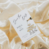 Carte aquarelle champagne pour annoncer la date