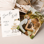 Carte aquarelle champagne pour annoncer la date