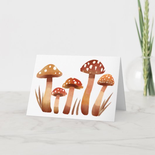 Carte Aquarelle Champignons de la forêt sauvage dans l'h (Devant)
