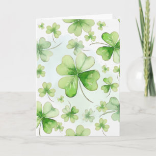 Carte Aquarelle Chanceuse Trèfle à Quatre Feuilles Maman