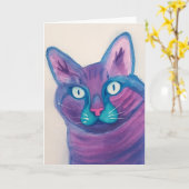 Carte Aquarelle Chat Blank Salutation (Fleur jaune)