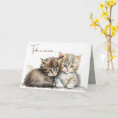 Carte Aquarelle Chatons Penser À Vous (Fleur jaune)