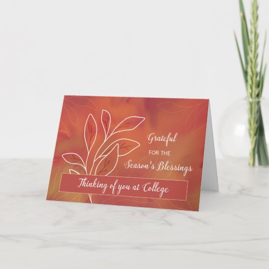 Carte Aquarelle chaude de Thanksgiving College (Devant)