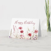 Carte Aquarelle Chic Boho Fleur sauvage Joyeux anniversa (Devant)