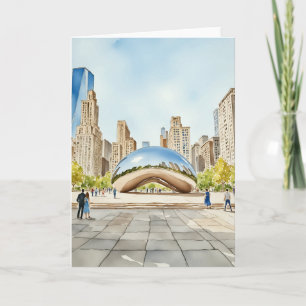 Carte Aquarelle Chicago Bean