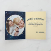 Carte Aquarelle Chouette étoile Nuit Noël Photo de famil (Intérieur)