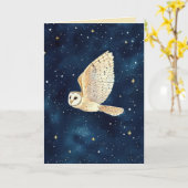 Carte Aquarelle Chouette étoile Nuit Noël Photo de famil (Fleur jaune)