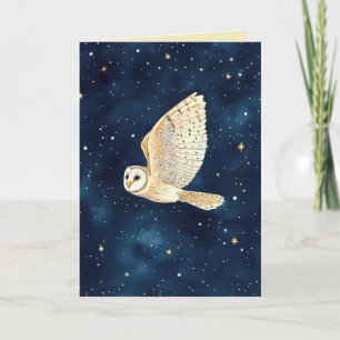 Carte Aquarelle Chouette étoile Nuit Noël Photo de famil