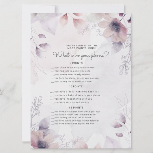 Carte aquarelle chute feuillage Baby shower téléphone ca (Devant)