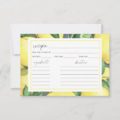 Carte Aquarelle citron agrumes - recette Douche nuptiale (Devant)