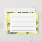 Carte Aquarelle citron agrumes - recette Douche nuptiale (Dos)