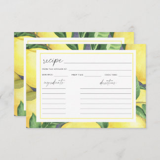 Carte Aquarelle citron agrumes - recette Douche nuptiale