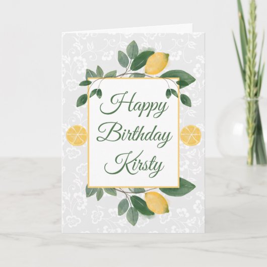 Carte Aquarelle Citrons siciliens Joyeux anniversaire (Devant)