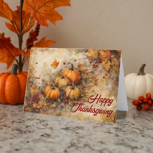 Carte Aquarelle Citrouille Autumn Foliing Thanksgiving