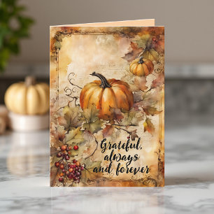 Carte Aquarelle Citrouille et congé d'automne Thanksgivi