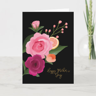 Carte Aquarelle Citrus & Floral Pink Fête des Mères