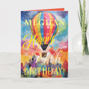 Carte Aquarelle classique Hot Air Balloon Joyeux anniver