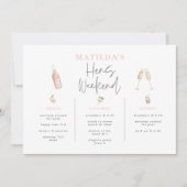 Carte Aquarelle cocktail champagne poules week-end 3 jou (Devant)